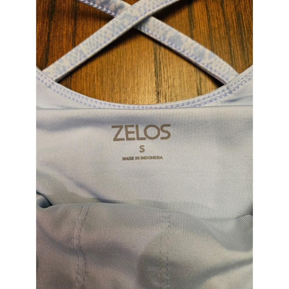 Zelos Womens Blue Snakeskin Print Longline Sports Bra Yoga Crop Top Small - Picture 6 of 8